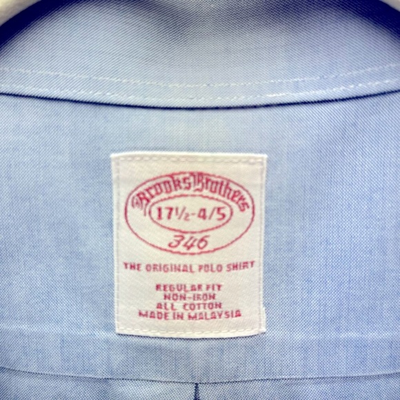 Men's Brooks Brothers Long Sleeve Button Down Polo Shirt Blue Size 17 1/2-4/5 - Picture 3 of 11